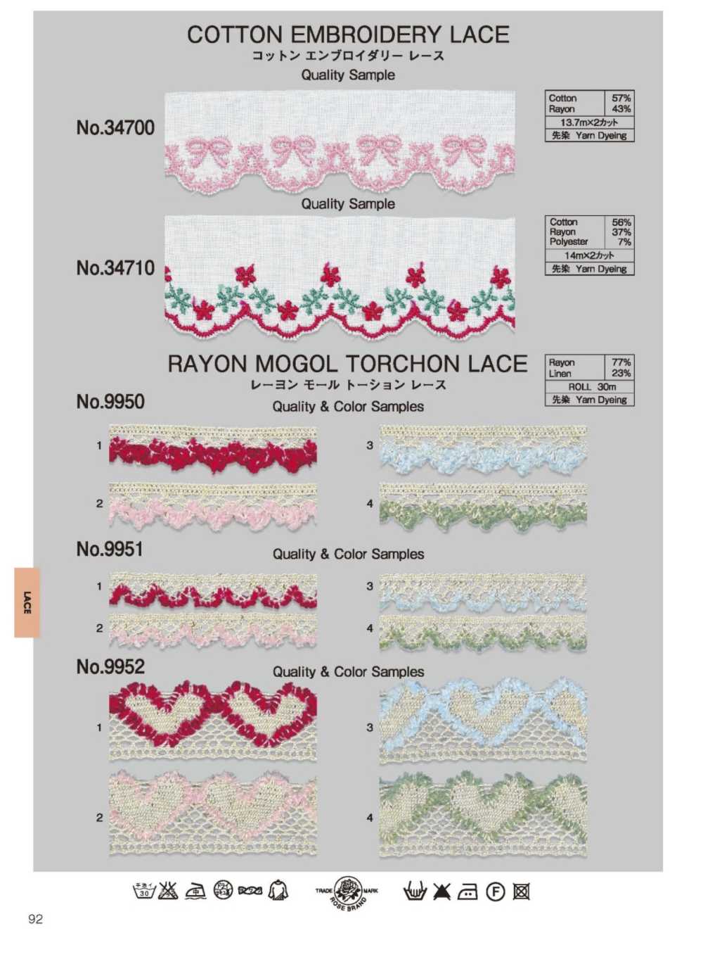 9951 Rayon Mole Torsion Lace ROSE BRAND (Marushin)