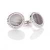 A-2 Pure Silver Formal Cufflinks, Mother Of Pearl Shell Silver Round