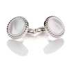A-3-C Pure Silver Formal Cufflinks, Mother Of Pearl Shell Silver Round