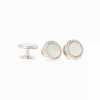 A-3-S Sterling Silver Stud Buttons , Mother Of Pearl Shell Silver Round